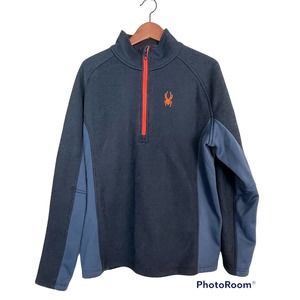 Spyder Men's Outbound 1/4 Zip Sweater Jacket Blue Orange Size XL